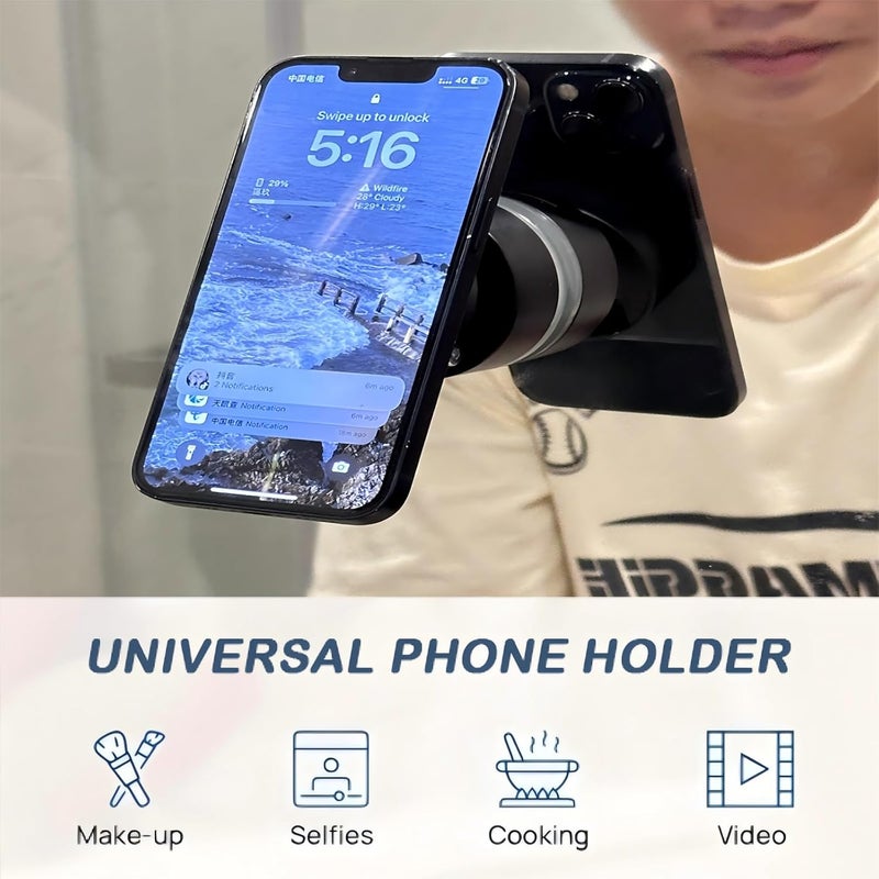 kiimiles Metal Phone Stand for Desk, Universal Phone Holder with 360 Rotating Arm Foldable Retractable Stand Compatible with Magnetic and Android Phones, Office Accessories (A2) - Image 4